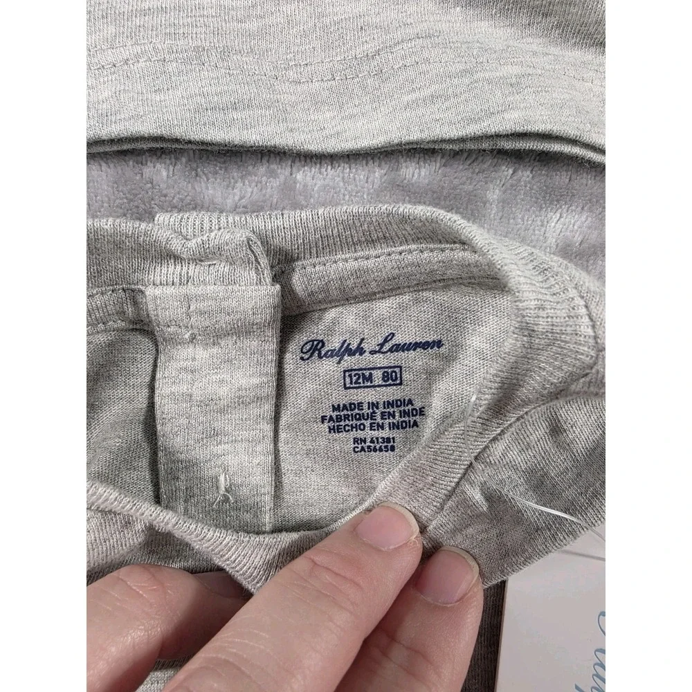 NWT Lot of 2 Ralph Lauren T-Shirt/ Gray/Baby 12‎ Months/ White Pony